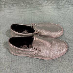 Vans “Off The Wall” Silver Metallic Classic Slip-On Shoes M7 W8.5